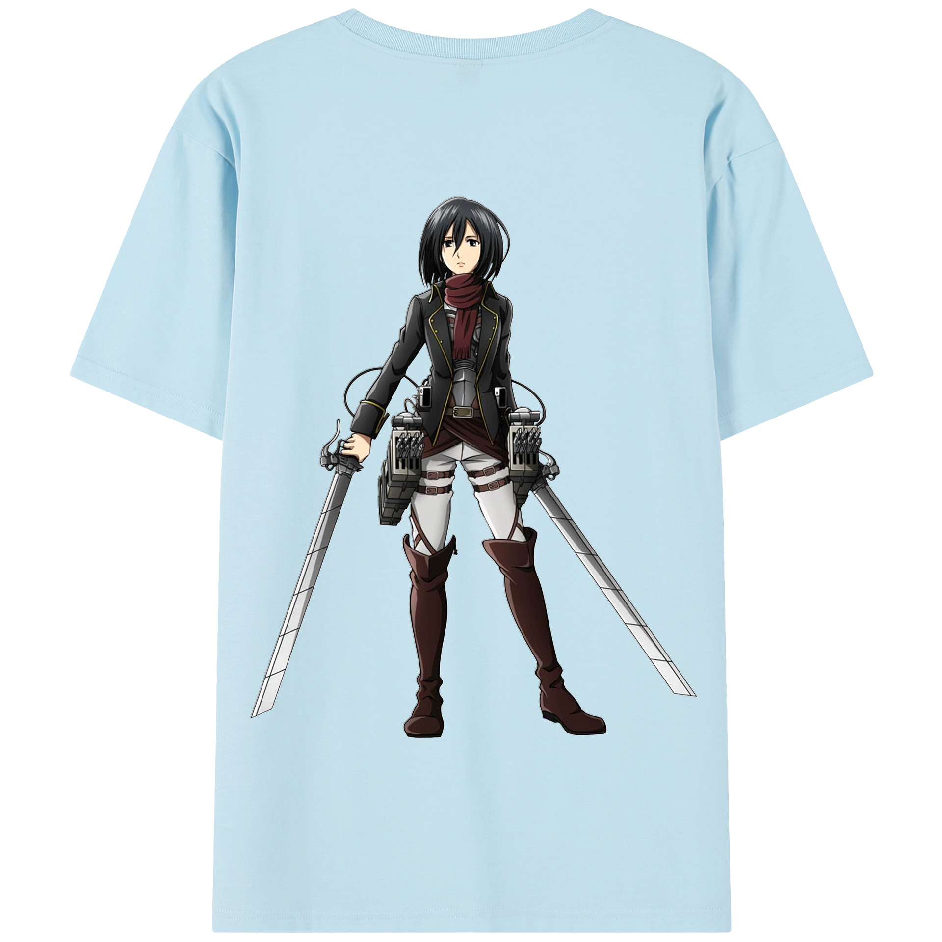 （画像用） 進撃の巨人 ミカサ·アッカーマン Attack on Titan Mikasa Ackerman 綿100％半袖Tシャツ（背面プリント）